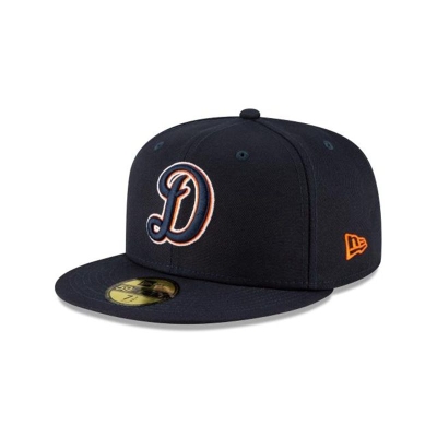 Blue Detroit Tigers Hat - New Era MLB Ligature 59FIFTY Fitted Caps USA2617850